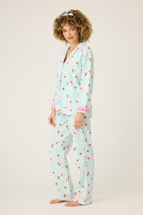 Pj Salvage Flannels Ma Cherie Cherry Print 3-Piece PJ Set